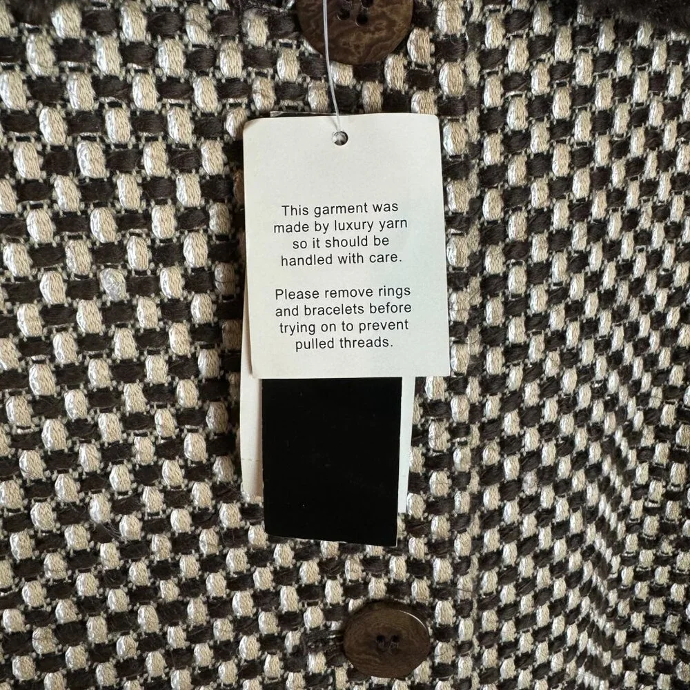 Grace Dane Lewis Vienna Wool Blend Faux Fur Trim Coat Size 6 Vanilla Latte Multi - Picture 7 of 11